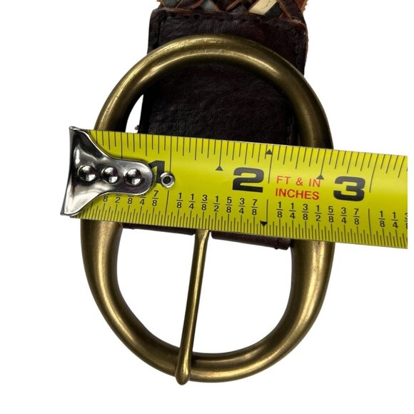 Unbranded Belt Women's Size Small Multicolor Leather Braided Solid Brass Buckle - Picture 11 of 13